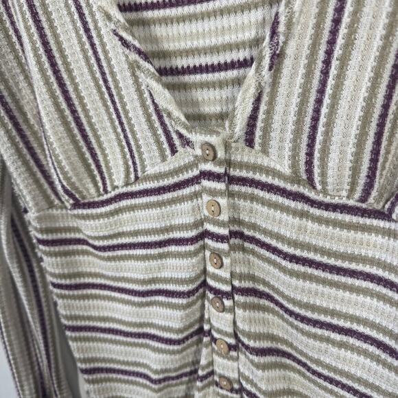 Free People Intimately Free Thermal Bodysuit By The Fire Women M Stripe Cream - Picture 6 of 9